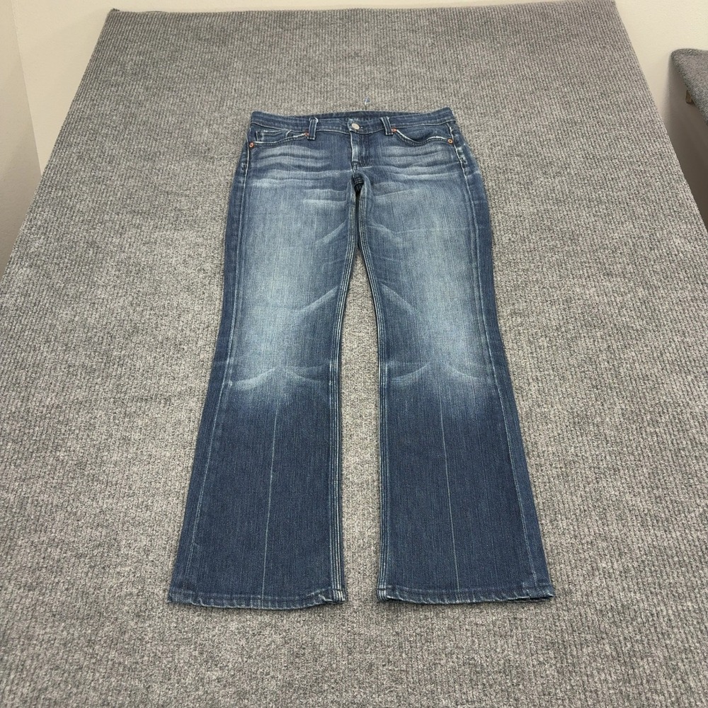 7 For All Mankind Jeans Womens 30 Blue Cotton K Pocket Bootcut Flare Y2K Style